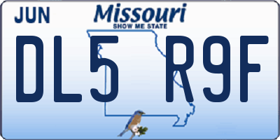 MO license plate DL5R9F