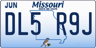 MO license plate DL5R9J