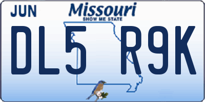MO license plate DL5R9K