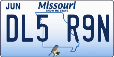 MO license plate DL5R9N