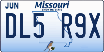 MO license plate DL5R9X