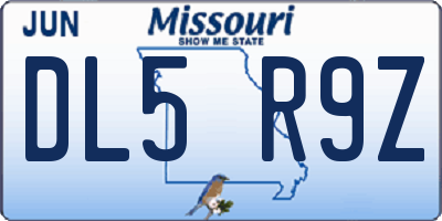 MO license plate DL5R9Z