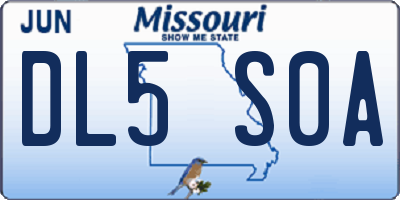 MO license plate DL5S0A