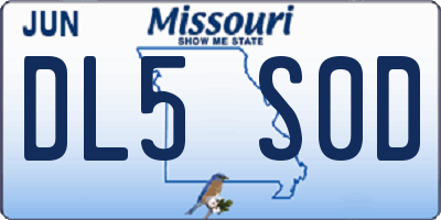 MO license plate DL5S0D
