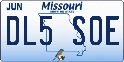 MO license plate DL5S0E