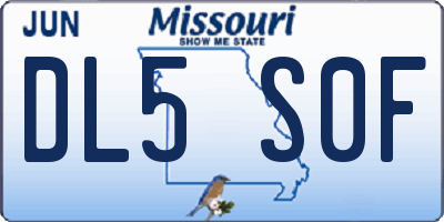 MO license plate DL5S0F