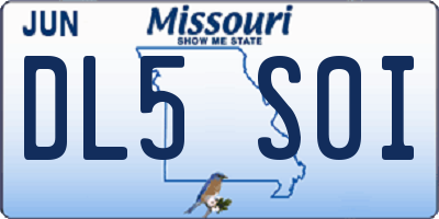 MO license plate DL5S0I