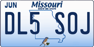 MO license plate DL5S0J