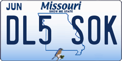 MO license plate DL5S0K