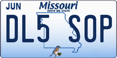 MO license plate DL5S0P