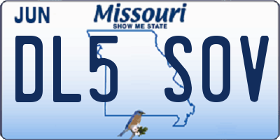 MO license plate DL5S0V