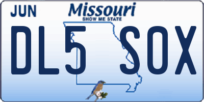 MO license plate DL5S0X