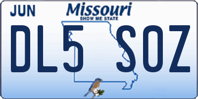 MO license plate DL5S0Z