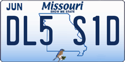 MO license plate DL5S1D
