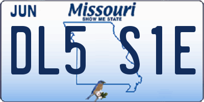 MO license plate DL5S1E