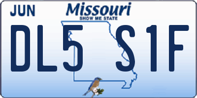 MO license plate DL5S1F