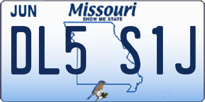 MO license plate DL5S1J