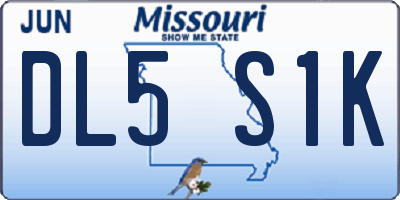 MO license plate DL5S1K