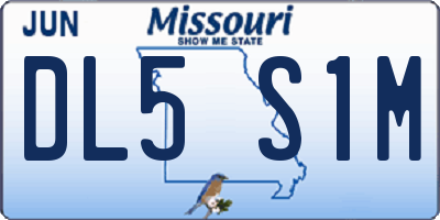 MO license plate DL5S1M