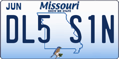 MO license plate DL5S1N