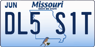 MO license plate DL5S1T
