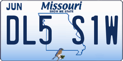 MO license plate DL5S1W