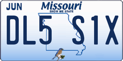 MO license plate DL5S1X