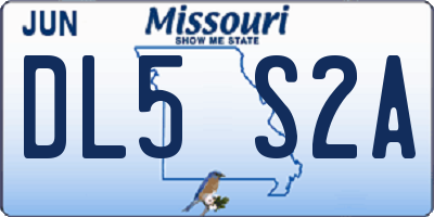 MO license plate DL5S2A