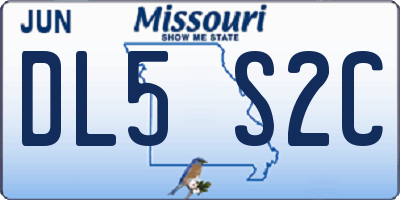 MO license plate DL5S2C