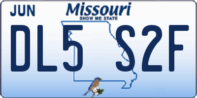 MO license plate DL5S2F