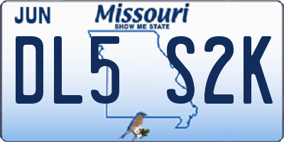 MO license plate DL5S2K