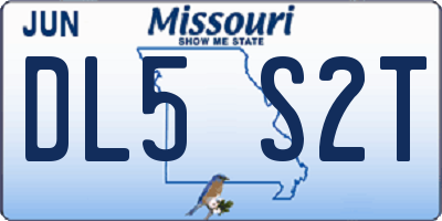 MO license plate DL5S2T