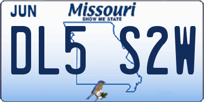 MO license plate DL5S2W