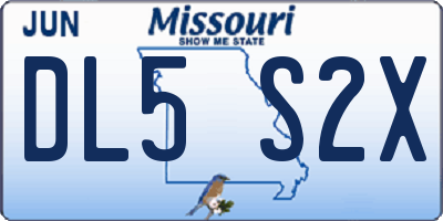 MO license plate DL5S2X