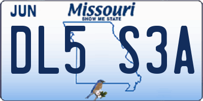 MO license plate DL5S3A