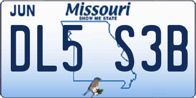 MO license plate DL5S3B