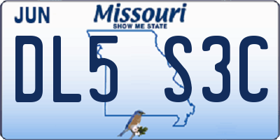 MO license plate DL5S3C