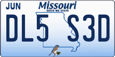 MO license plate DL5S3D