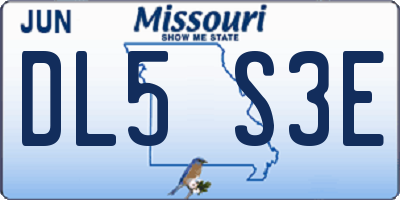 MO license plate DL5S3E