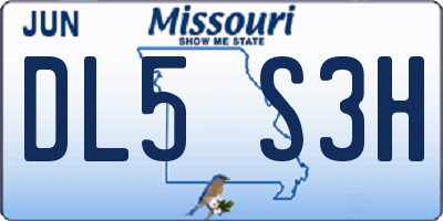 MO license plate DL5S3H