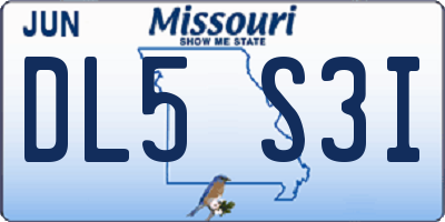 MO license plate DL5S3I