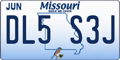 MO license plate DL5S3J