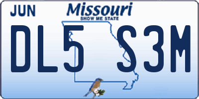 MO license plate DL5S3M
