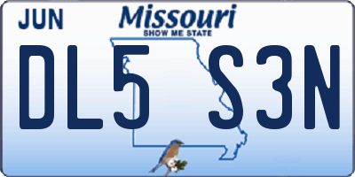 MO license plate DL5S3N