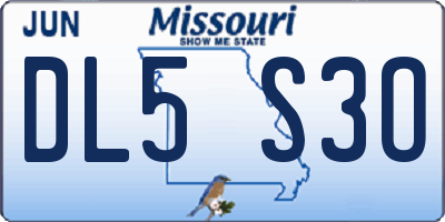 MO license plate DL5S3O