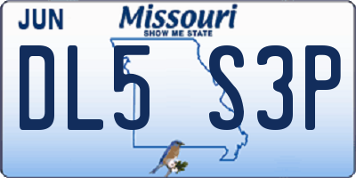 MO license plate DL5S3P