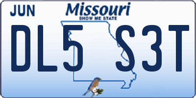 MO license plate DL5S3T