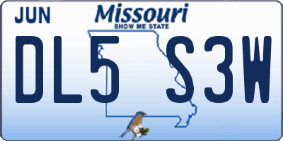 MO license plate DL5S3W