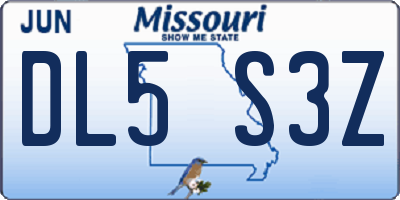 MO license plate DL5S3Z