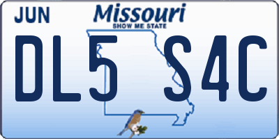 MO license plate DL5S4C